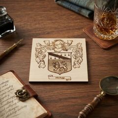 Family Crest Coat of Arms Wooden Coasters