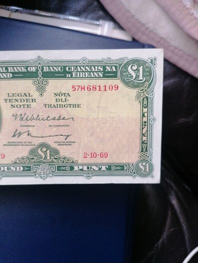 1969 Ireland One Pound Banknote
