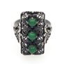 Vintage 900 Silver & Green Chalcedony Filigree Ring Image 3