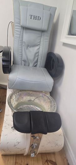 Pedicure chair x 2 therapist seats x 2  chair tables x 2