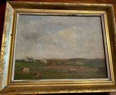 Antique Irish pastoral oil painting