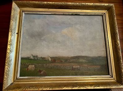 Antique Irish pastoral oil painting