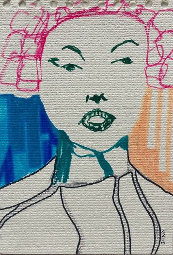 Original Art Figurative Girl Line Drawing Pop Art