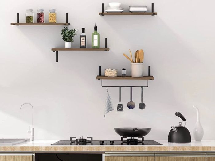 Floating Shelves Set of 4, Rustic Wooden Shelves for Wall 40cm Length