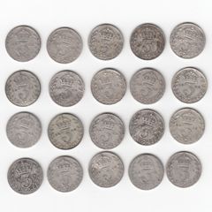 G.B. 20 x 3d, 20 X  921/2% Silver Coins ( no.447)