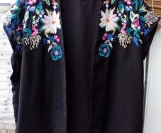 Black Embroidered Throw-On