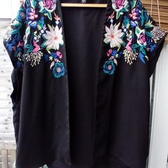 Black Embroidered Throw-On