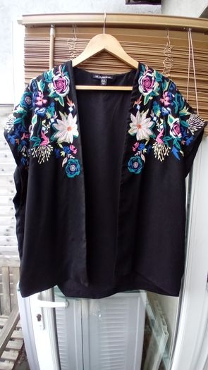 Black Embroidered Throw-On
