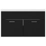 Sink Cabinet with Built-in Basin Black Chipboard Image 9