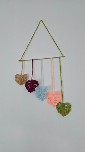 Handmade crochet leaf wall hanging