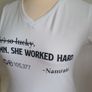 Gildan Ladies Slogan T-shirt Damn She Worked Hard New With Tags Size M White Can Post Image 7