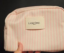Lancome Makeup Cosmetic Pink and White Stripe Bag