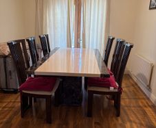 Marble Dining Table + 6 High-Back Chairs
