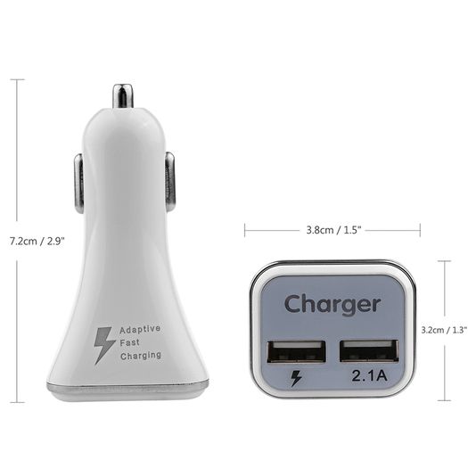 Universal Dual USB Car Charger 5V 2.1A Adaptive Fast Charger with LED