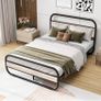 Double Bed Frame with Headboard,Oval-Shaped Platform Bed with Under-Bed Storage Image 8