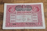 Austria-Hungary, 2 Kronen banknote, 1 March 1917, circulated, with overprint - free standard postage
