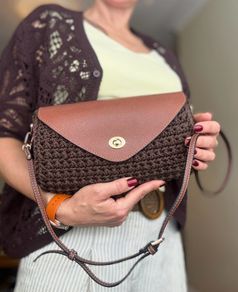 Crochet crossbody bag in chocolate colour