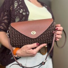 Crochet crossbody bag in chocolate colour