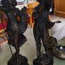 Very Rare Antique Mestais French Sculptures Cast Spelter Wood Base 12 inches tall . Image 7