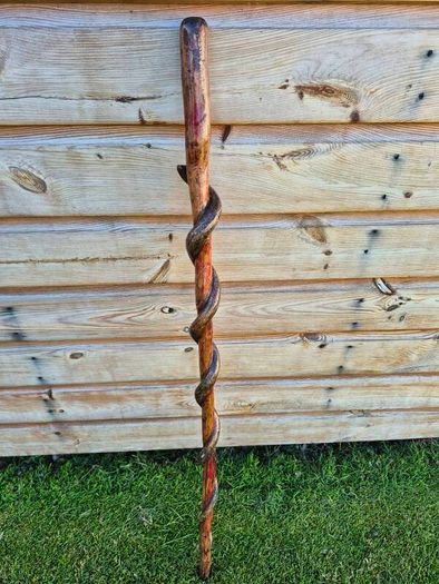 Hand-Carved Wooden Snake Walking Stick / Serpent Cane
