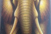 Golden elephant acrilic painting
