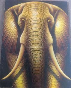 Golden elephant acrilic painting