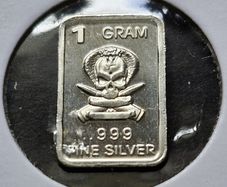 1 gram Silver .999 Cobra Skull Bar
