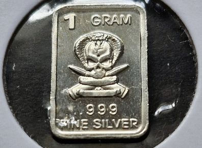 1 gram Silver .999 Cobra Skull Bar