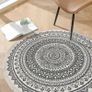 MULTIPLE SIZES AVAILABLE Round Cotton Area Rugs 120cm Hand Woven Tassels Carpet Chic Bohemian Pattern Floor Mats Boho Carpet for Bedroom Living Room Sofa Coffee Table Swing Chair Bed Side, Grey Black Image 4