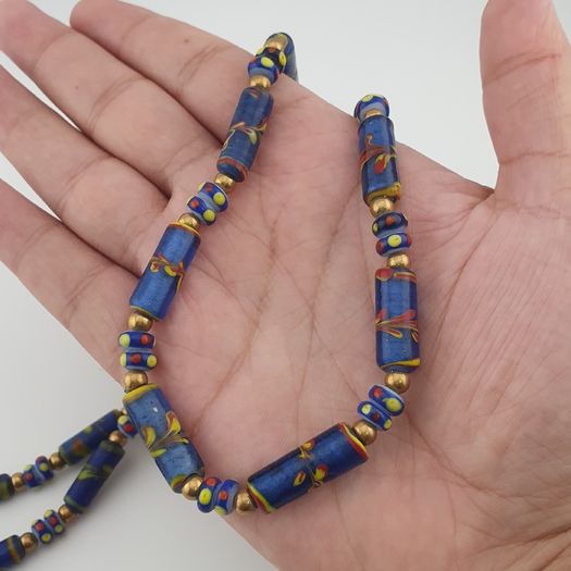 Vintage Venetian Style Floral Glass Beads Necklace