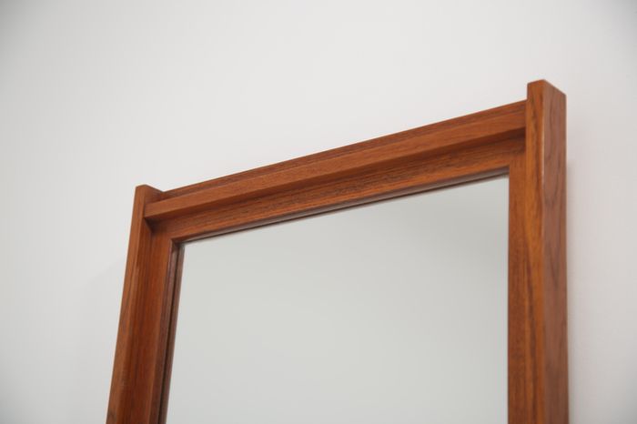 Vintage Swedish Profiled Teak Mirror, 1960s