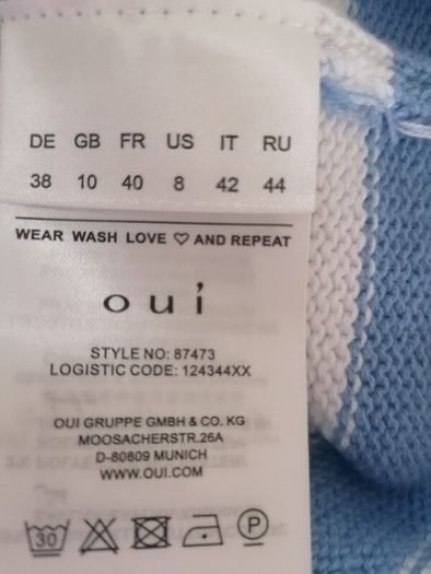 OUI striped white blue jumper UK 10