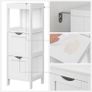 Corner Bedside Table Medicine Cabinet Storage for Bathroom Wooden 1 Open Compartment 2 Drawers Feet Country House Style White, MDF panels, 30 x 89 x 30 cm Image 3