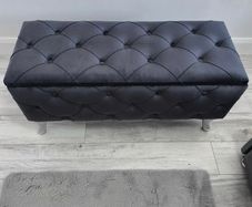 Luxury Charcoal Grey Velvet Storage Ottoman / Blanket Box