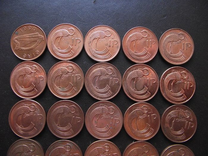 30 Irish 1 penny coins (1988-2000) Nice Condition!