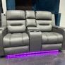 2 Seater Titan Plus Electric Grey Leather Recliner Sofa Image 10