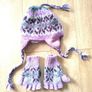 warm set wool hat & gloves adult size purple Image 3