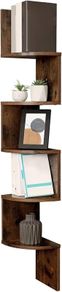 5-Tier Corner Shelf, Display Floating Shelf in Living Room, Study, Kitchen, Bedroom, for Plants, CDs, Decorations, Modern, Rustic Brown