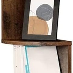 5-Tier Corner Shelf, Display Floating Shelf in Living Room, Study, Kitchen, Bedroom, for Plants, CDs, Decorations, Modern, Rustic Brown