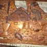 Beautiful Large Old Hand-Carved Wood Panel Indonesian Rural Village Life Scene Sculpture. Post Available, Beautifully carved from a single piece of wood Ideal for Home or Stage Movie Props Image 3