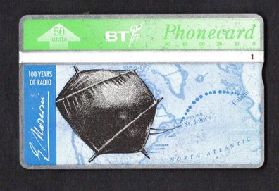 Great Britain 50 Unit Marconi (2) - Three Dots That Joined Two Continents.100 Years of Radio (Landis & Gyr (Optical)) Phone Card Used