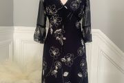 Navy &amp; white floral print dress. Size 8