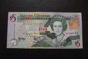 Eastern Caribbean.  Aunc 5 Dollars (2008)