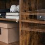 _TV Cabinet, TV Shelf, Lowboard for TVs up to 65 inches, 4 Open Compartments, Adjustable Shelves, Industrial Design, Vintage Brown/Black Image 3