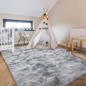 FREE P&P Area Rugs Fluffy Carpet Modern Living Room Bedroom Baby Nursery Dorm Soft Non-slip Carpet Large Modern Indoor Shaggy Carpet Room Home Decor (Grey White, 80x120cm)
