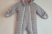 3-6m, The Little White Company Grey Bear Snowsuit