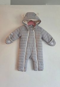 3-6m, The Little White Company Grey Bear Snowsuit
