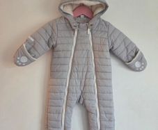 3-6m, The Little White Company Grey Bear Snowsuit