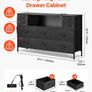 10 Drawer Dresser, Fabric Drawer Dresser with Fabric Bins, Closet Storage Drawers with Open Storage Shelf, LED Lights & Built-in Outlet, Fabric Storage Tower for Bedroom, Hallway, Closet, Black Image 2