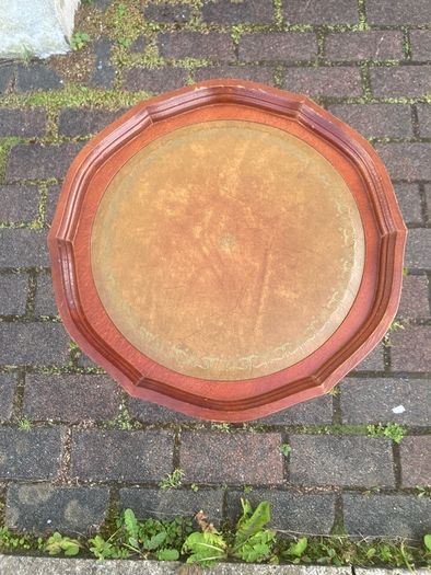 Pie crust Leather top wine table